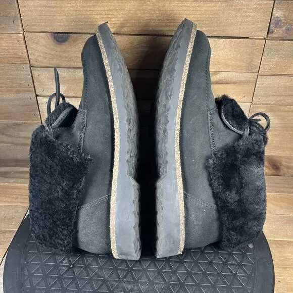 Birkenstock Womens Size 6 Bakki Black Suede Chukka Comfort Fur Lace Up Shoes