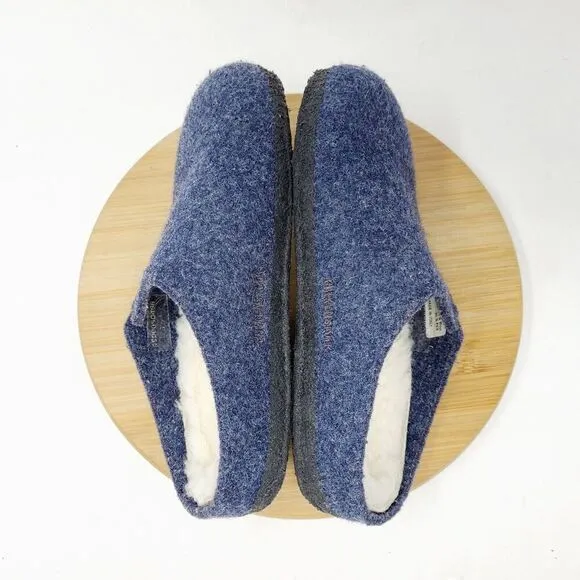 Birkenstock Zermatt Shoes Kids 32 Blue Wool Slip On Mule Sandal Shearling