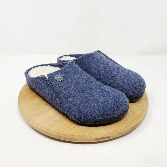 Birkenstock Zermatt Shoes Kids 32 Blue Wool Slip On Mule Sandal Shearling