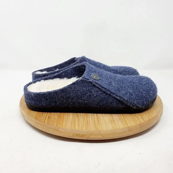 Birkenstock Zermatt Shoes Kids 32 Blue Wool Slip On Mule Sandal Shearling