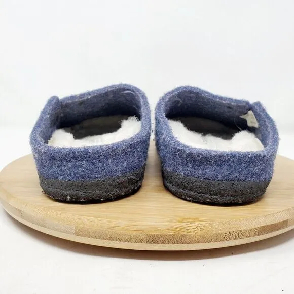 Birkenstock Zermatt Shoes Kids 32 Blue Wool Slip On Mule Sandal Shearling