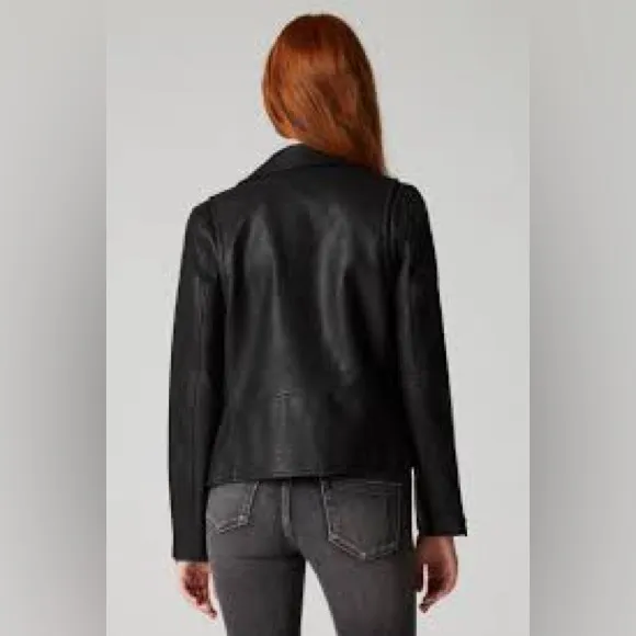 Black Moto Jacket Zipper Blank NYC Vegan Faux Leather Onyx Size XS