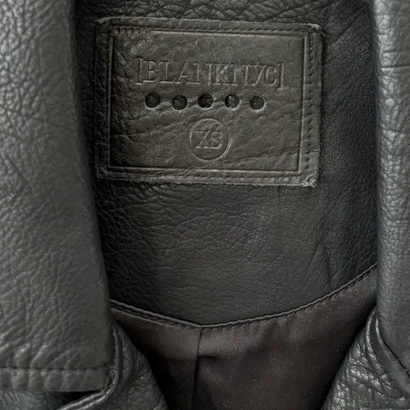 Black Moto Jacket Zipper Blank NYC Vegan Faux Leather Onyx Size XS