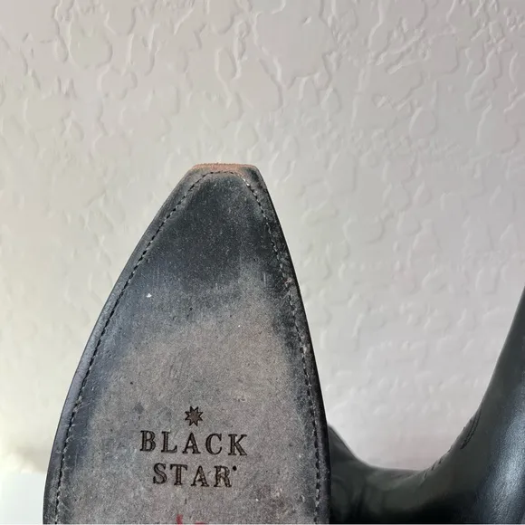Black Star Black Snip Toe Cowboy Boots Matador Leather Cutout Western
