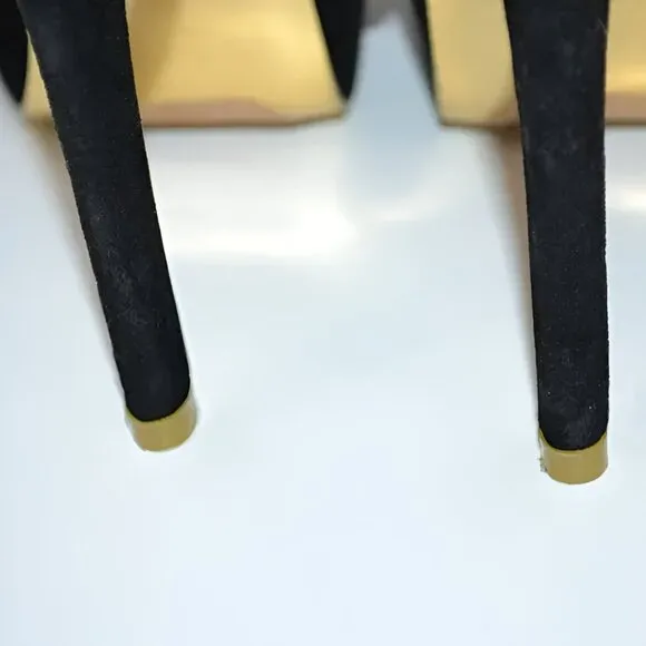 Black Velvet Blue Sequin Jeweled Stilettoes Christmas Holiday Party Heels 6