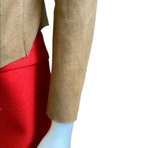 BLANK NYC Drape Front Faux Suede Zip Up Jacket In Hazelnut Brown Sz Small