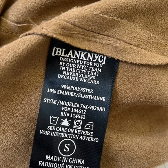BLANK NYC Drape Front Faux Suede Zip Up Jacket In Hazelnut Brown Sz Small