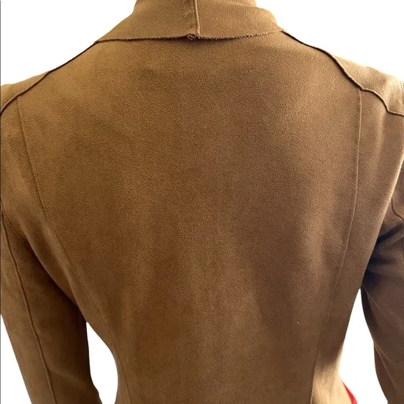 BLANK NYC Drape Front Faux Suede Zip Up Jacket In Hazelnut Brown Sz Small