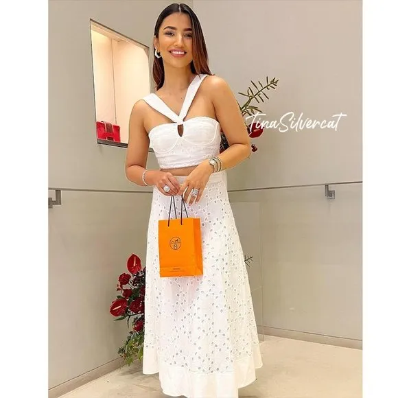 BLOGGER'S FAVE! Zara 2 Pc Skirt Set Embroidered Bustier And Cape Skirt White NWT