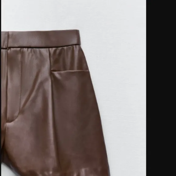 BLOGGER'S FAVE! Zara Faux Leather Brown Shorts Sz S, M, XL NWT