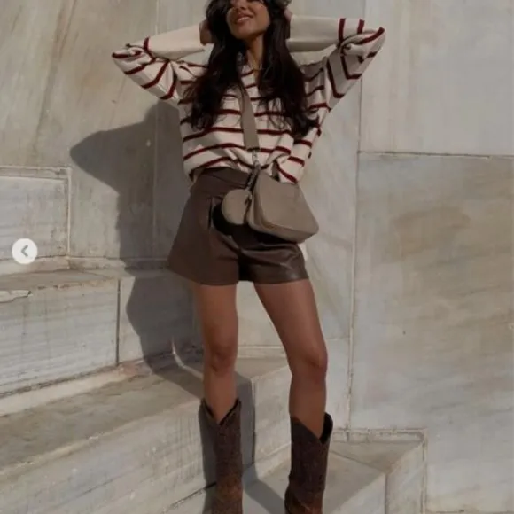 BLOGGER'S FAVE! Zara Faux Leather Brown Shorts Sz S, M, XL NWT