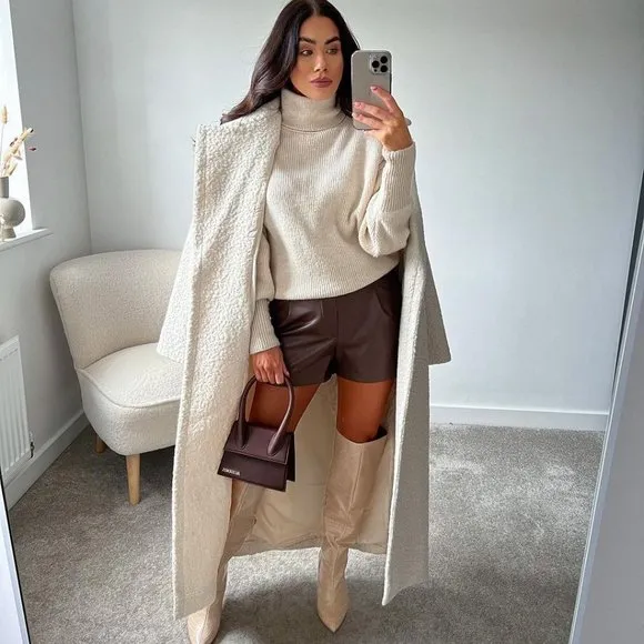 BLOGGER'S FAVE! Zara Faux Leather Brown Shorts Sz S, M, XL NWT