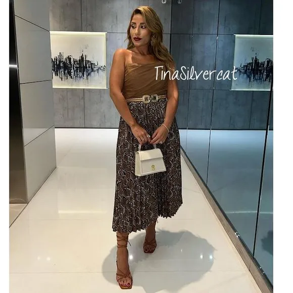 BLOGGER'S FAVE! Zara Faux Leather Pleated Snakeskin Skirt Sz XS, M NWT