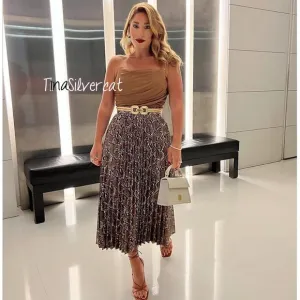 BLOGGER'S FAVE! Zara Faux Leather Pleated Snakeskin Skirt Sz XS, M NWT