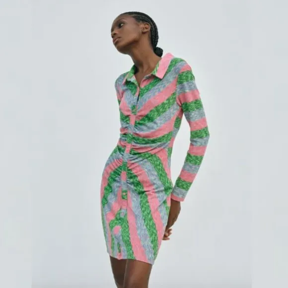 BLOGGER'S FAVE! Zara Printed Shirt Mini Dress NWT