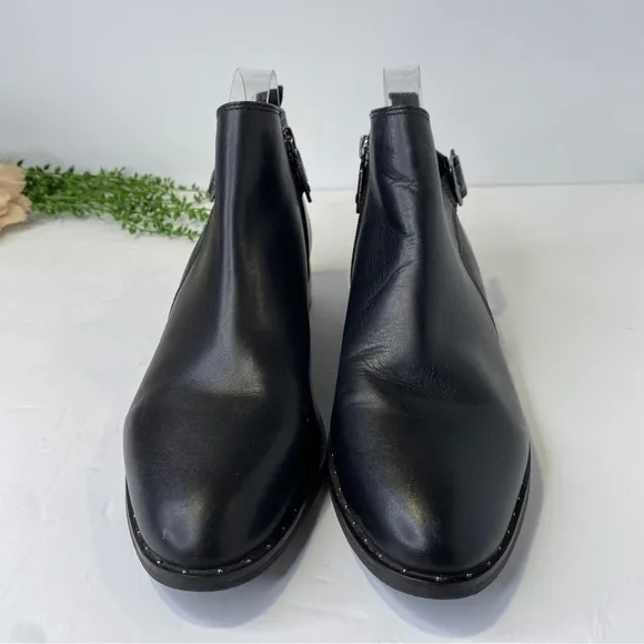 Blondo Black Tami Ankle Strap Studded Trim Zipper Ankle Boots Waterproof Size 9