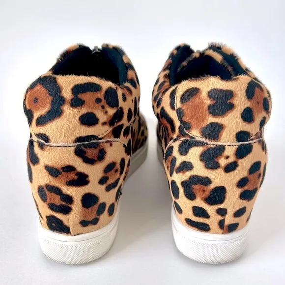 Blondo Leopard Glenda Waterproof Zip Up Hidden Wedge Heel Sneakers Calf Hair 10