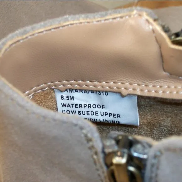 Blondo Samara Leather Suede Ankle Boots Tan Size 8.5 Waterproof New Without Box