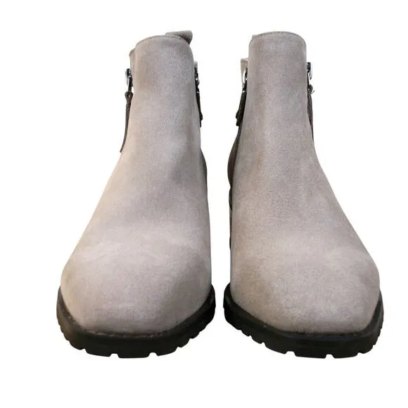 Blondo Samara Leather Suede Ankle Boots Tan Size 8.5 Waterproof New Without Box