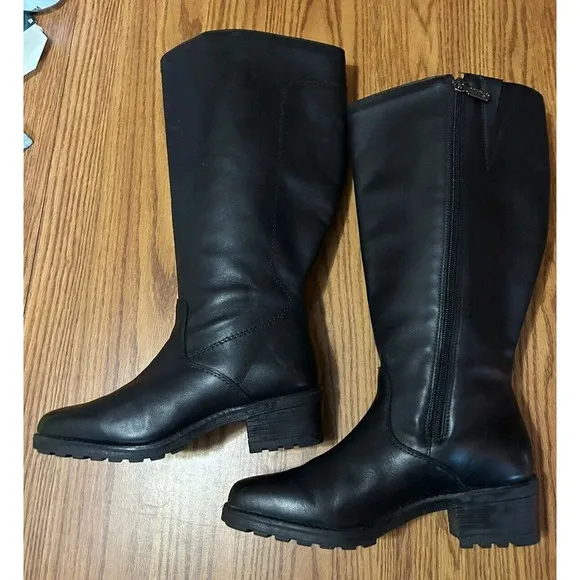 BLONDO Waterproof Black Leather Riding Knee High Boots Women's Size 8.5