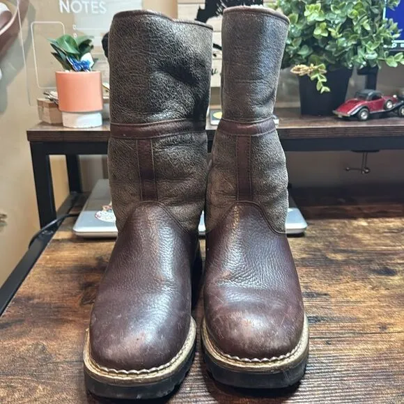 Blondo Waterproof Shearling Brown Leather Pull-On Winter Boots size 8.5