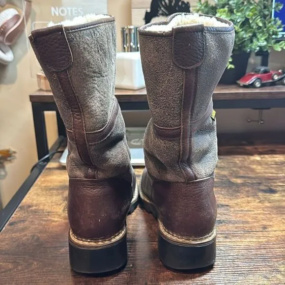 Blondo Waterproof Shearling Brown Leather Pull-On Winter Boots size 8.5