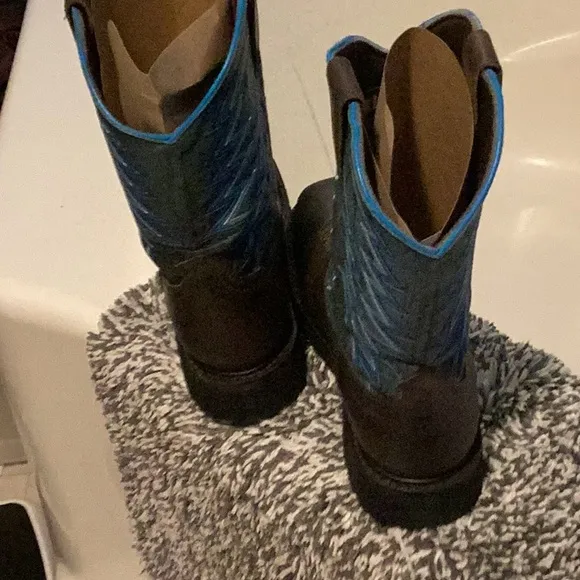 Blue and Brown Work Boots
