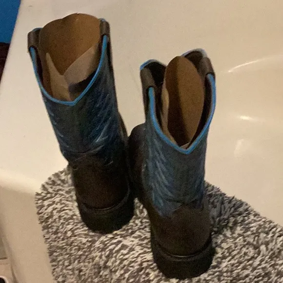 Blue and Brown Work Boots