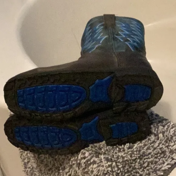 Blue and Brown Work Boots