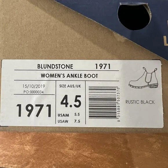 Blundstone Women's 7.5 1971 Chelsea Boots Leather Rustic Black Gray Shoes