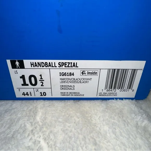 BNIB! Adidas Originals Handball Spezial Men’s 10.5 Shoes Maroon/Black IG6184
