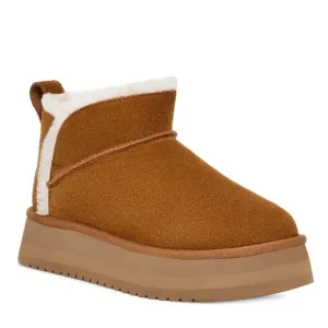 ✨BNWT - Koolaburra by UGG Suede Platform Ultra Mini Boots - Chestnut - size 12M✨