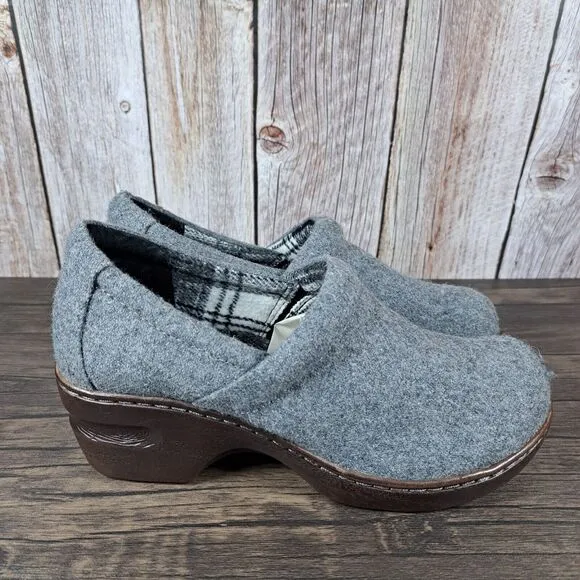 BOC Born Concept Peggy II Slip On Wool Felt Clogs Women's Sz 7 M Gray (WornOnce)