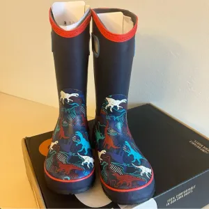 BOGS Unisex Child Kid Rain Boots Neon Dinosaur Big Kid Size 2 EUR 33