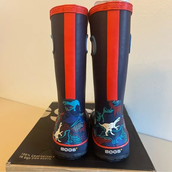 BOGS Unisex Child Kid Rain Boots Neon Dinosaur Big Kid Size 2 EUR 33