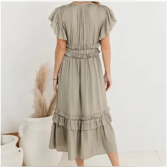 Bohme Willa ruffle Dress in sage size large