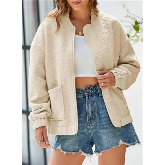 Bomber Jackets for Women Spring Fashion 2025 Cute Jacquard Coats