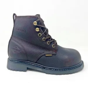 Bonanza Mens 6&quot; Round Steel Toe Waterproof Brown Leather Boots