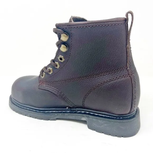 Bonanza Mens 6&quot; Round Steel Toe Waterproof Brown Leather Boots