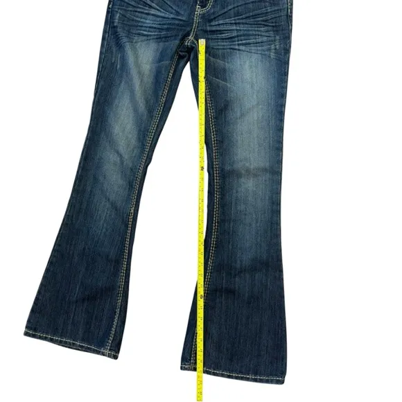 Bongo Y2K Lowrise Flared Embroidered Jeans Womens 7 Western Preppy Vintage Jewel