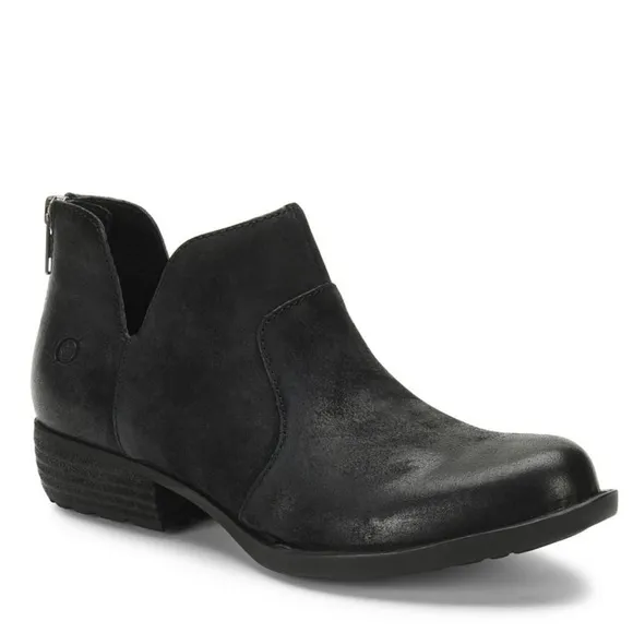 Born Kerri Black Distressed Leather Ankle Boots Booties Size 11
