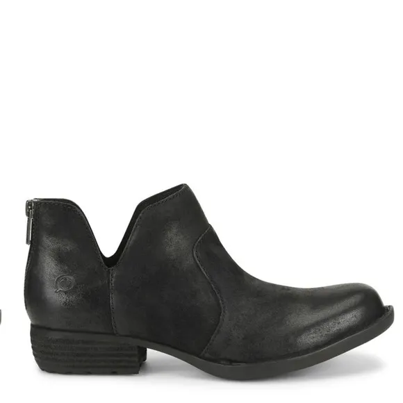Born Kerri Black Distressed Leather Ankle Boots Booties Size 11