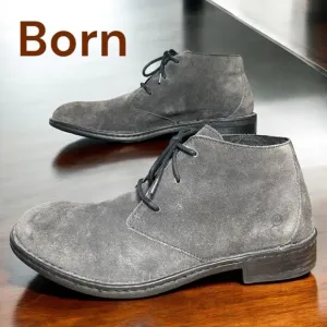 Born-Men’s size 11.5 “Seth” suede lace up boots in gray. Excellent preowned!