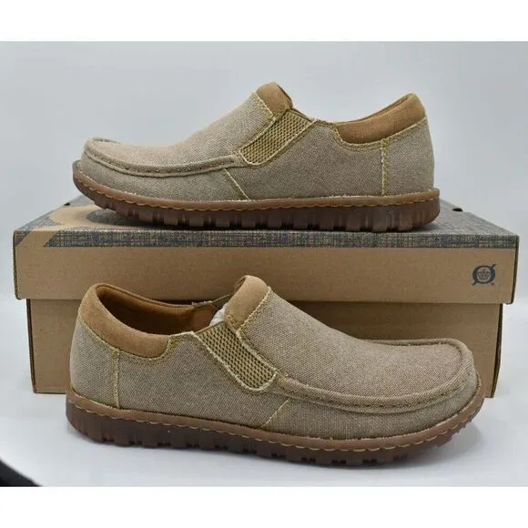 Born Mens Size 9 Gudmund Natural Canvas Slip On Loafers Shoes