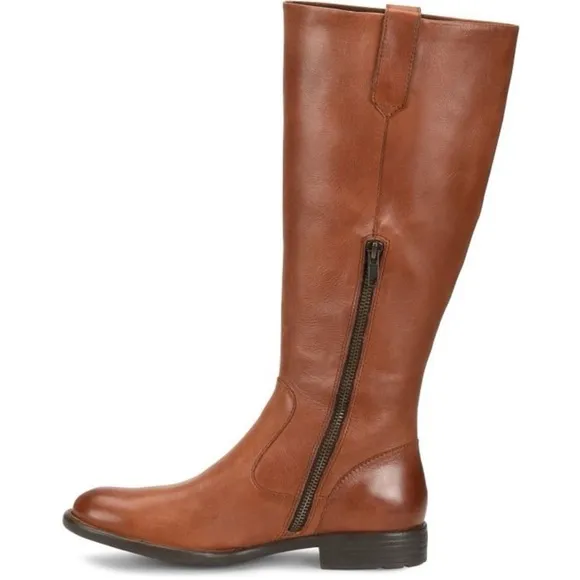 Born SHAUNIE Tall Ride Boots Cognac Brown Sz 6.5M - wide Calf