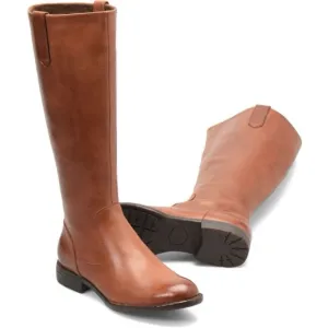 Born SHAUNIE Tall Ride Boots Cognac Brown Sz 6.5M - wide Calf