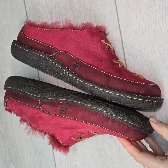 Born Women Fur-Lined Clog Slip On Shoes Slide Sz 9