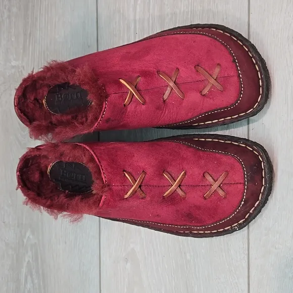 Born Women Fur-Lined Clog Slip On Shoes Slide Sz 9