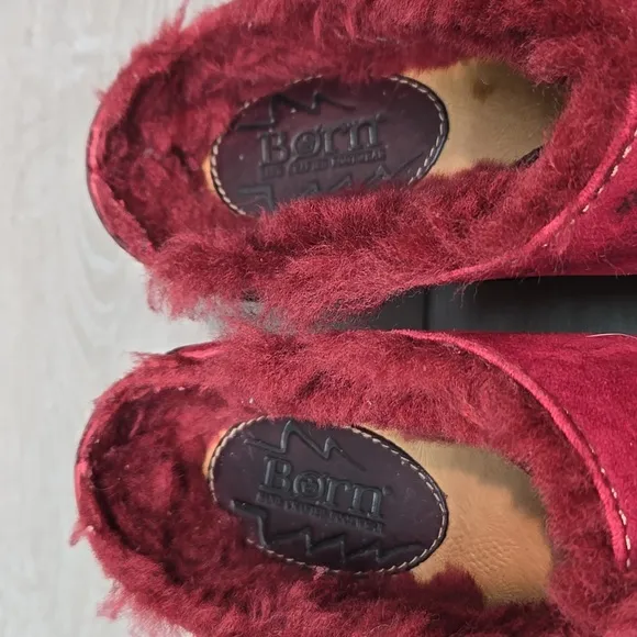 Born Women Fur-Lined Clog Slip On Shoes Slide Sz 9