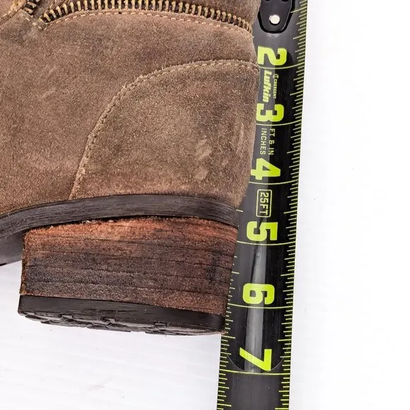 Born Women Malta II Brown Distressed Suede Zip Ankle Boots sz 7.5